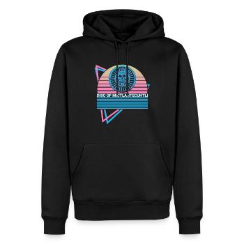 Scheibe von Mictlantecuhtli - Männer Premium Bio Hoodie - Schwarz - Vorne - Nico (187cm)