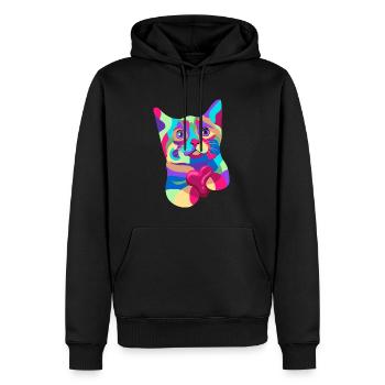 Katze Herz Aquarell Kunst - Männer Premium Bio Hoodie - Schwarz - Vorne - Nico (187cm)