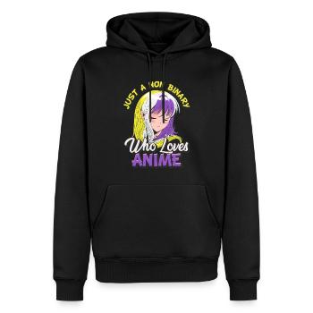 Non-binary anime girl Just a non-binary, - Men’s Premium Organic Hoodie - black - Front - Nico (187cm)