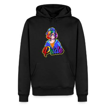 Gay Pride Japonais Cool Anime Girl Reg - Sweat à capuche Premium bio Homme - noir - Devant - Nico (187cm)