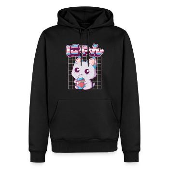 Transgender Stolz Kawaii Katze Erdbeermilch Trans - Männer Premium Bio Hoodie - Schwarz - Vorne - Nico (187cm)