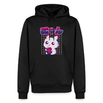 Bisexual Pride Bi Kawaii Cat Strawberry Milk Bisex - Sweat à capuche Premium bio Homme - noir - Devant - Nico (187cm)