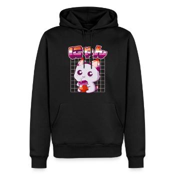 Lesbian Pride Gay Kawaii Cat Fraise - Sweat à capuche Premium bio Homme - noir - Devant - Nico (187cm)