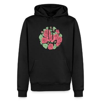 Bloomcore Ästhetische rote Rosen Flowercore Cottag - Männer Premium Bio Hoodie - Schwarz - Vorne - Nico (187cm)