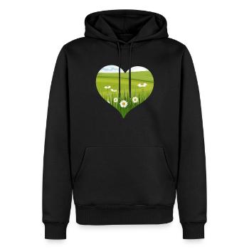 Bloomcore Esthétique Flowercore Heart Shape Cottagecor - Sweat à capuche Premium bio Homme - noir - Devant - Nico (187cm)