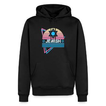 Étoile juive de David Rétro Jude Hébreu - Sweat à capuche Premium bio Homme - noir - Devant - Nico (187cm)