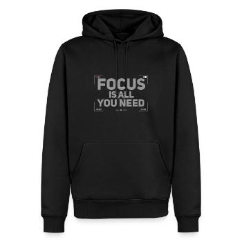 Drôle de photographie Photographe Design - Sweat à capuche Premium bio Homme - noir - Devant - Nico (187cm)