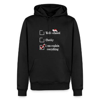 Drôle de dicton de Noël sur l’inflation - Sweat à capuche Premium bio Homme - noir - Devant - Nico (187cm)