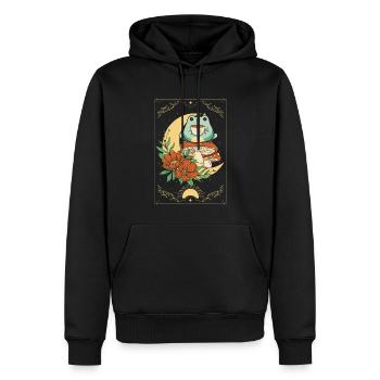 Cottagecore Carte de Tarot Esthétique Grenouille Siroting Thé - Sweat à capuche Premium bio Homme - noir - Devant - Nico (187cm)