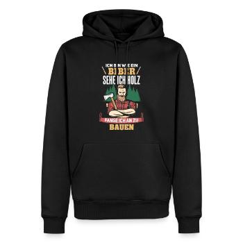 Lustiger Holzhacker Waldarbeiter Spruch - Männer Premium Bio Hoodie - Schwarz - Vorne - Nico (187cm)