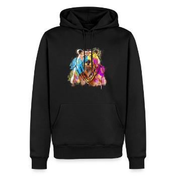 Art Academia Esthétique Ours Aquarelle - Sweat à capuche Premium bio Homme - noir - Devant - Nico (187cm)