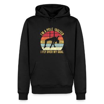 Drôle de saut à la perche de saut à la perche que je survole - Sweat à capuche Premium bio Homme - noir - Devant - Nico (187cm)