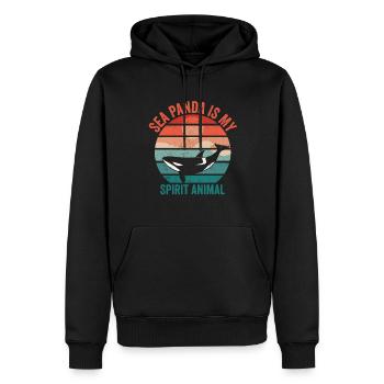 Drôle d’orque de mer Panda Rétro - Sweat à capuche Premium bio Homme - noir - Devant - Nico (187cm)