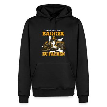 Geboren um Bagger zu fahren - Männer Premium Bio Hoodie - Schwarz - Vorne - Nico (187cm)