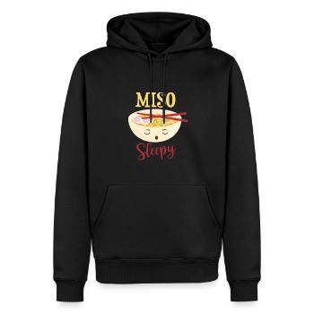 Motif de soupe de sushi drôle et endormi de Miso - Sweat à capuche Premium bio Homme - noir - Devant - Nico (187cm)