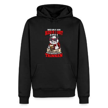 Lustiges Dinosaurier Bier Spruch Design - Männer Premium Bio Hoodie - Schwarz - Vorne - Nico (187cm)