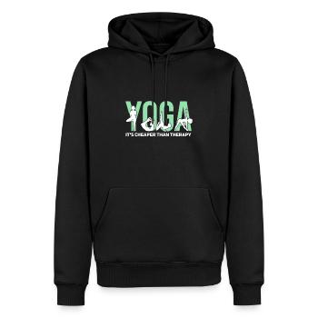 Cooles Yoga Gymnastik Spruch Motiv - Männer Premium Bio Hoodie - Schwarz - Vorne - Nico (187cm)