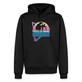 Programmeur de programmation Retro - Sweat à capuche Premium bio Homme - noir - Devant - Nico (187cm)