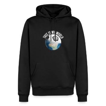 Le football est mon monde - Sweat à capuche Premium bio Homme - noir - Devant - Nico (187cm)