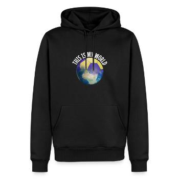 Le football est mon monde - Sweat à capuche Premium bio Homme - noir - Devant - Nico (187cm)
