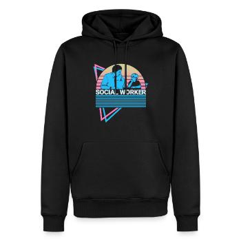 Rétro des travailleurs sociaux - Sweat à capuche Premium bio Homme - noir - Devant - Nico (187cm)