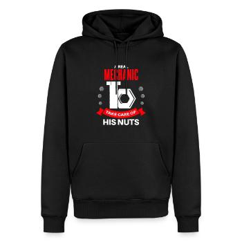 Nuts out the fun begins craftsmen - Men’s Premium Organic Hoodie - black - Front - Nico (187cm)