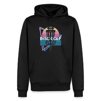 Disc Golf Spieler Retro - Männer Premium Bio Hoodie - Schwarz - Vorne - Nico (187cm)