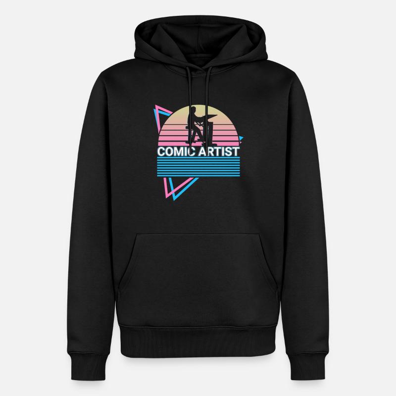 Dessinateur de bande dessinée rétro - Sweat à capuche Premium bio Homme - noir