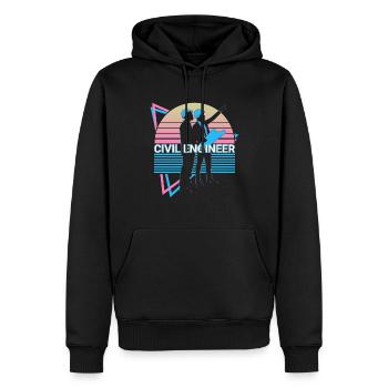 Ingénieur civil Génie civil Rétro - Sweat à capuche Premium bio Homme - noir - Devant - Nico (187cm)
