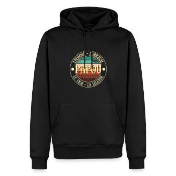 papou légende humour papy homme idée cadeau papi - Sweat à capuche Premium bio Homme - noir - Devant - Nico (187cm)
