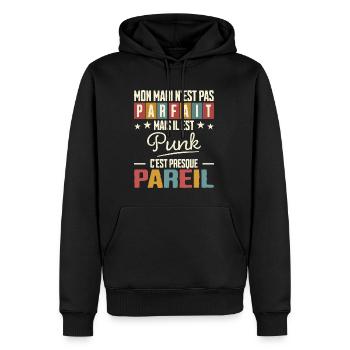 Humour Mari Pas Parfait Femme De Mari Punk - Sweat à capuche Premium bio Homme - noir - Devant - Nico (187cm)