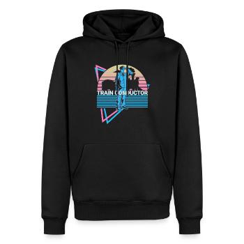 Train conducteur Retro - Sweat à capuche Premium bio Homme - noir - Devant - Nico (187cm)