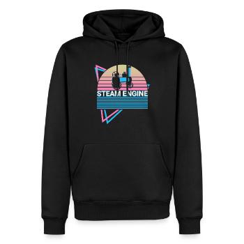 Dampflokomotive Retro - Männer Premium Bio Hoodie - Schwarz - Vorne - Nico (187cm)