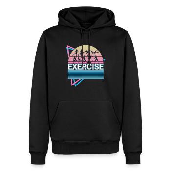 Übung Workout Fitness Retro - Männer Premium Bio Hoodie - Schwarz - Vorne - Nico (187cm)