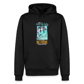 Lustiger Angler Fischer Spruch - Männer Premium Bio Hoodie - Schwarz - Vorne - Nico (187cm)