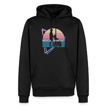 Assistant médical rétro - Sweat à capuche Premium bio Homme - noir - Devant - Nico (187cm)