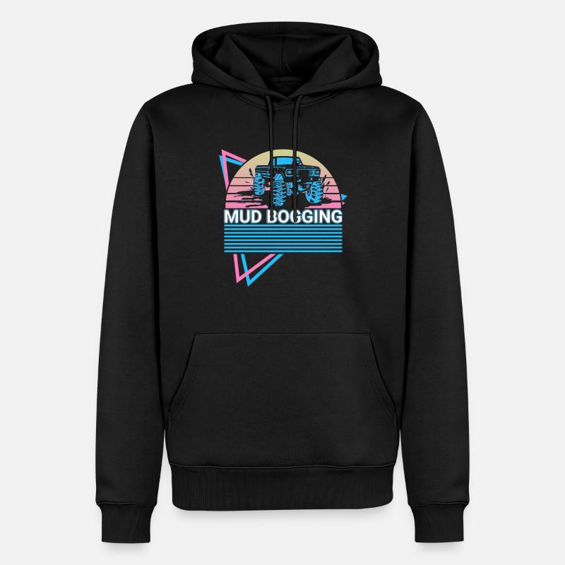 Mud Bogging Retro - Männer Premium Bio Hoodie - Schwarz