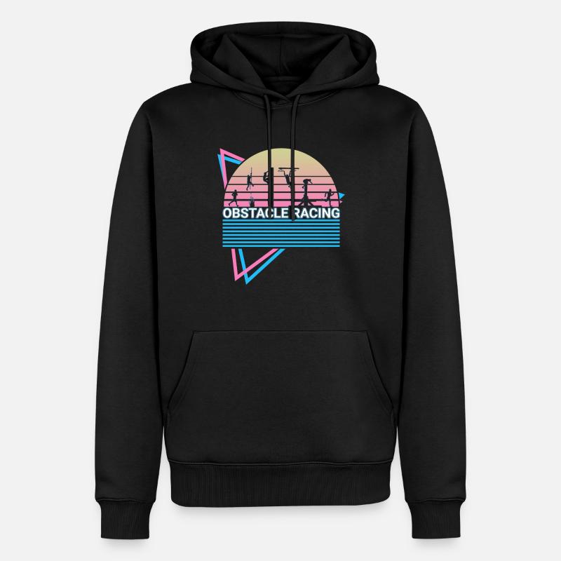 Course d’obstacles rétro - Sweat à capuche Premium bio Homme - noir