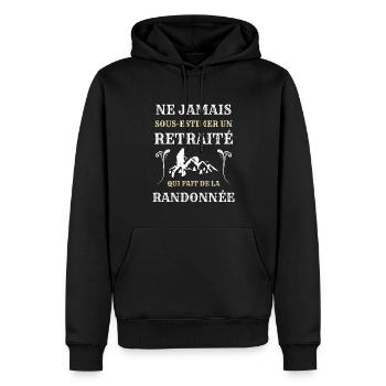 retraite sous estime randonnee homme humour rando - Sweat à capuche Premium bio Homme - noir - Devant - Nico (187cm)