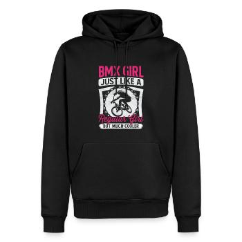 Bmx Girl comme une fille normale, mais beaucoup - Sweat à capuche Premium bio Homme - noir - Devant - Nico (187cm)