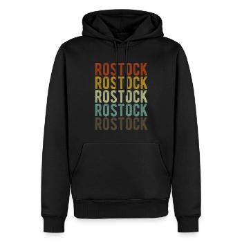 Rostock City Rétro Vintage - Sweat à capuche Premium bio Homme - noir - Devant - Nico (187cm)