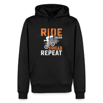 Ride Crash Swear Repetition Cyclist Bmx Rider - Men’s Premium Organic Hoodie - black - Front - Nico (187cm)