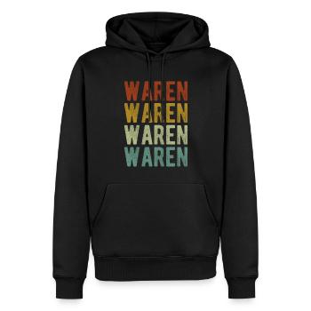 Waren Stadt Retro Vintage - Männer Premium Bio Hoodie - Schwarz - Vorne - Nico (187cm)