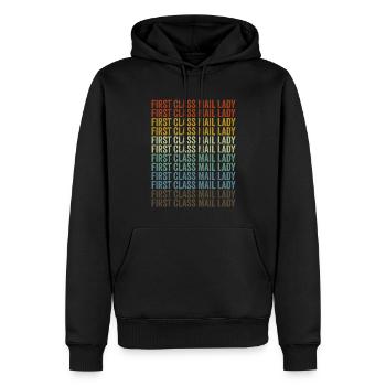 Première classe Courrier Dame Postal Travailleur des postes Dame de courrier - Sweat à capuche Premium bio Homme - noir - Devant - Nico (187cm)