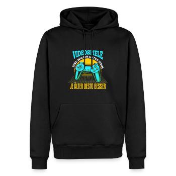 Cooles Gamer Zocker Spruch Design - Männer Premium Bio Hoodie - Schwarz - Vorne - Nico (187cm)