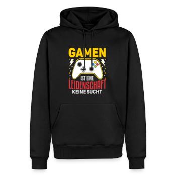 Cooles Gamer Zocker Spruch Design - Männer Premium Bio Hoodie - Schwarz - Vorne - Nico (187cm)