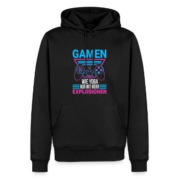 Cooles Gamer Zocker Spruch Design - Männer Premium Bio Hoodie - Schwarz - Vorne - Nico (187cm)