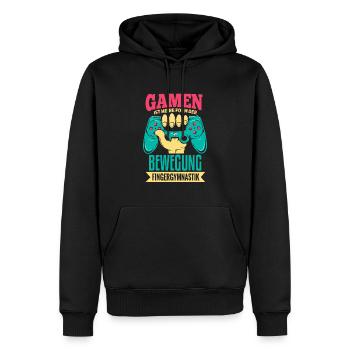Cooles Gamer Zocker Spruch Design - Männer Premium Bio Hoodie - Schwarz - Vorne - Nico (187cm)