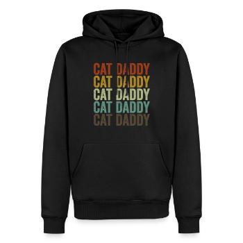 Chat Papa Fête des Pères Chat - Sweat à capuche Premium bio Homme - noir - Devant - Nico (187cm)