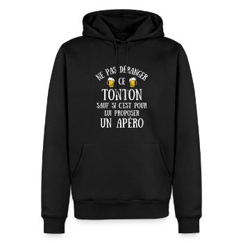 tonton apéro humour oncle idée cadeau personnalisé - Sweat à capuche Premium bio Homme - noir - Devant - Nico (187cm)